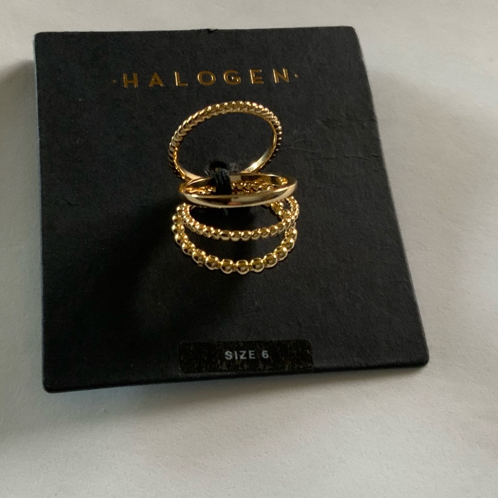 HALOGEN Mixed Texture Metal Ring Stack - Picture 3 of 4